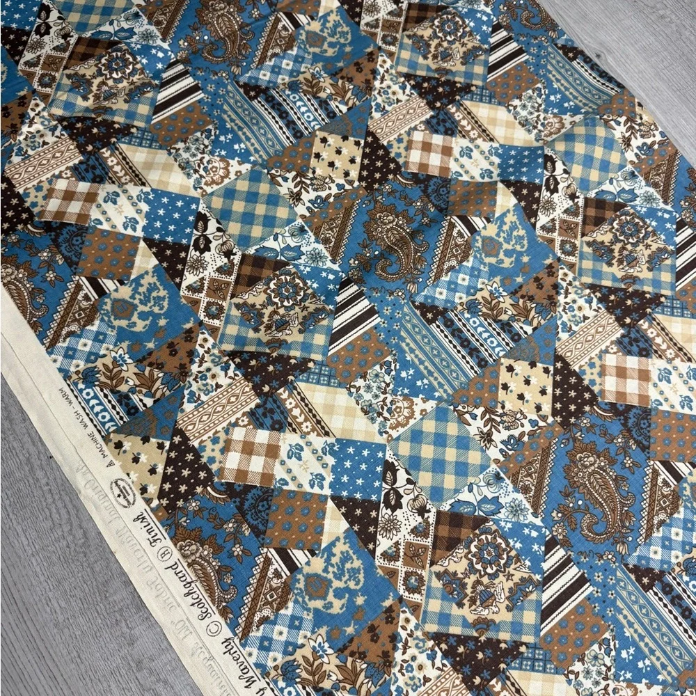 Vintage Perriwig Prints by Waverly Blue Brown Patchwork Quilt Pattern 5.5 Yards